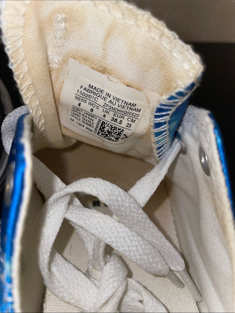 Converse Women Low Top Sneakers in Sky Blue and Cream Cloud Print • Sz 6 - Picture 5 of 7